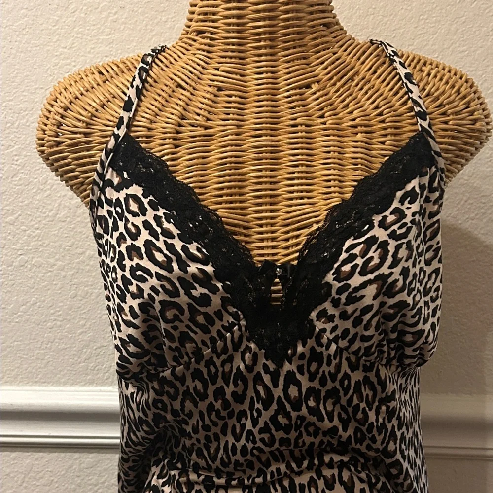 Chic Leopard Print Mini Night Lingerie Pajama Dress - Picture 6 of 8